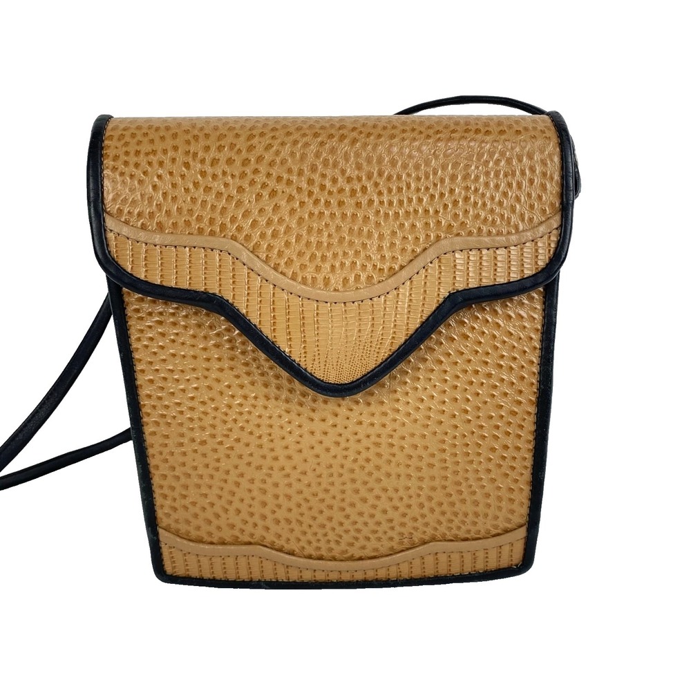 Roche Crossbody Shoulder Bag Embossed Leather Handmade Signed Purse Satchel FINE